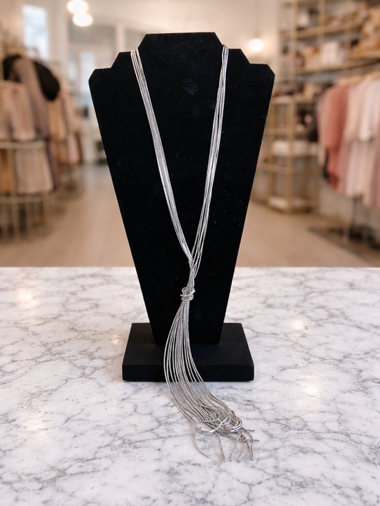 Jewelry - Silver Multi Strand Tassel Necklace Adjustable Layered Statement Fringe New